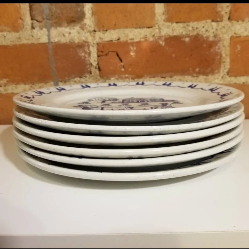 POPPYTRAIL BY METLOX PLATES VTG BLUE DINNER SET OF 6 KITCHEN DINING WEDDING GIFT